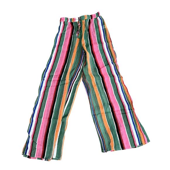 Multicolor Striped Rainbow Swim Cover-up Pants Women's Size Small - Picture 1 of 5